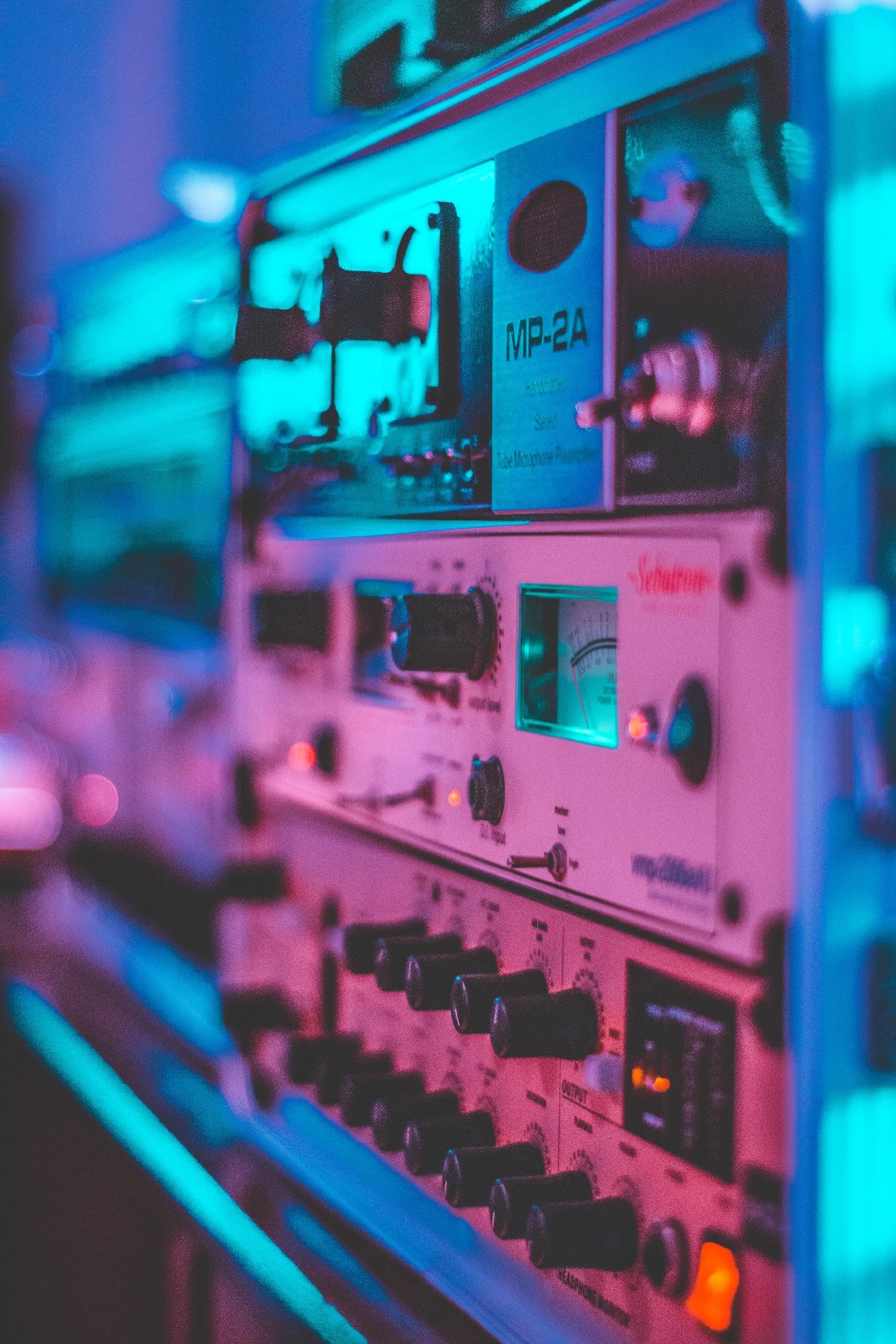 Analog Audio Compressor on a rack in the studio