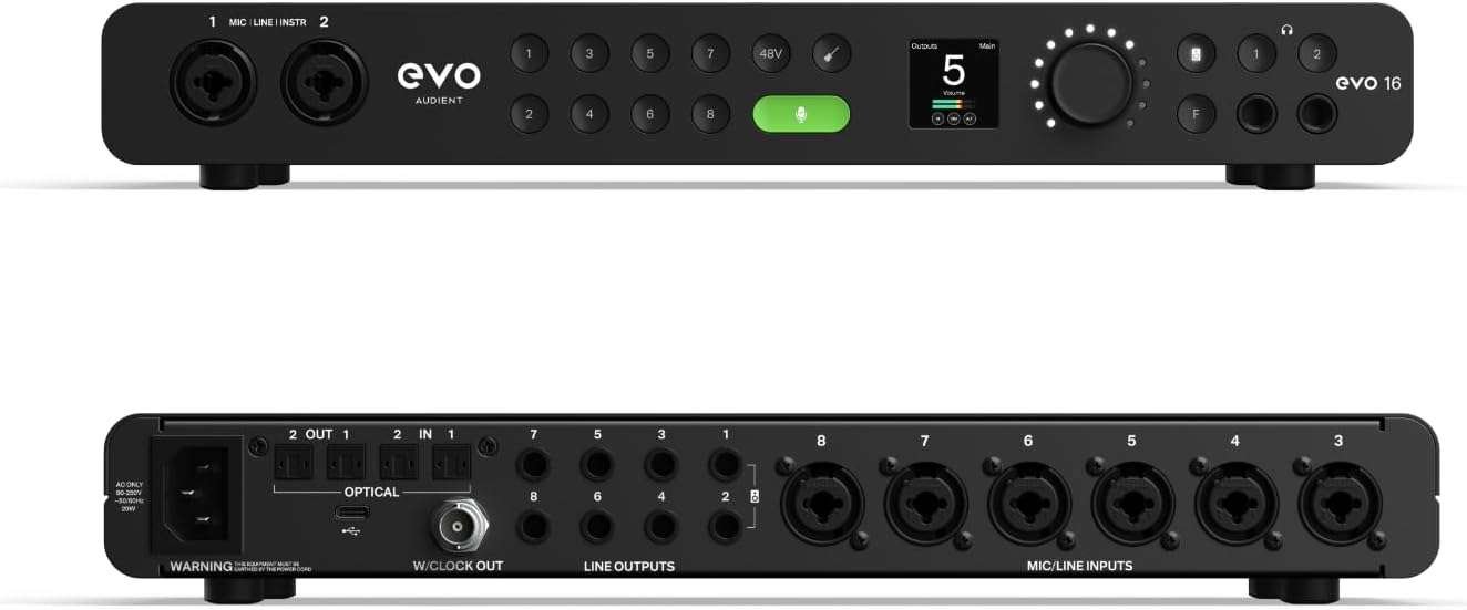 EVO 16-24 in:24 out USB audio interface with Smart Gain