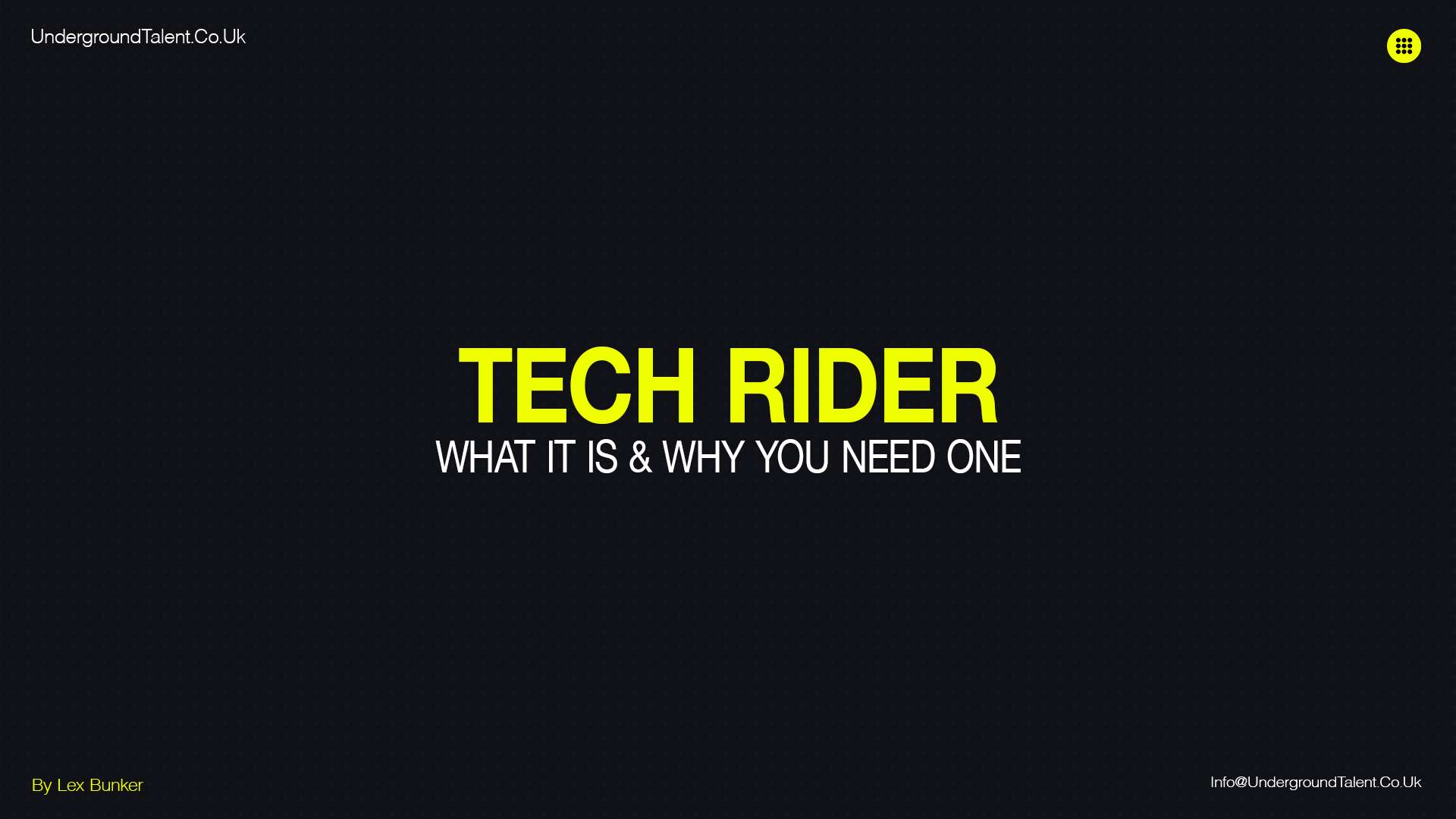 Tech Rider: What It Is & Why Professional Artists Need One