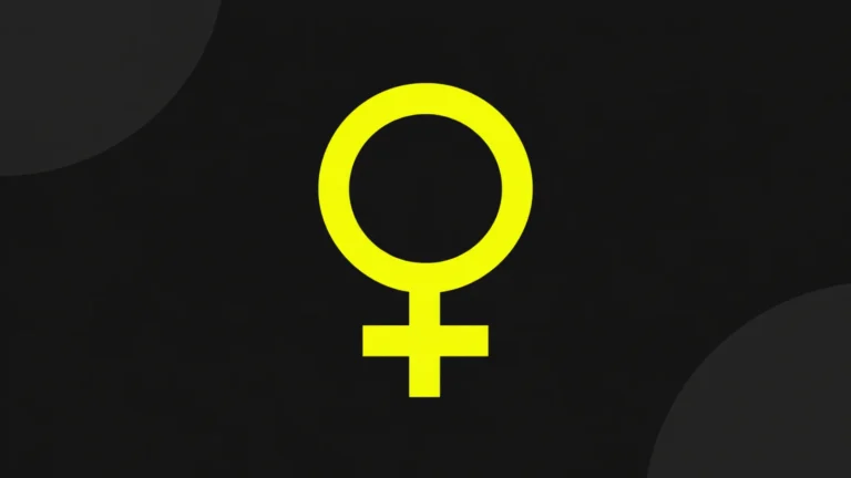 Female symbol in UT yellow on a charcoal black background